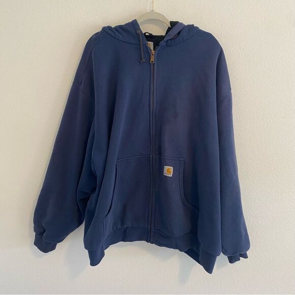 Carhartt Blue Hooded Jacket Mens 4XL - Picture 2 of 12